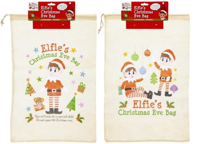 Elf Christmas Eve Draw String Non Woven Bag 36cm X 55cm