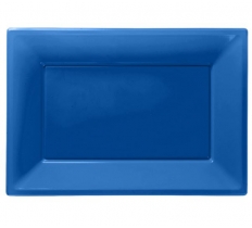 Bright Blue Plastic Serving Platters - Pack g/3