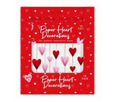 Valentine's Paper Heart Decorations 16pk