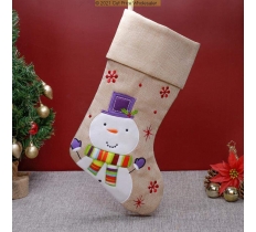 Deluxe Plush Hessian Snowman Stocking 40cm X 25cm