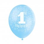 Blue 1St Birthday 12" Latex Balloons 5 Pack