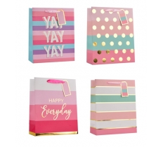 Girls Foiled Medium Gift Bag 26x32x12cm