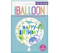 18" Blue & Green Dinosaur Round Foil Balloon