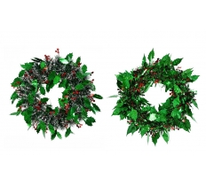 Tinsel Wreath Holly Berry 28Cm