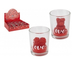 Valentine's Day Scented Rose Bear & Heart Candles In Glass