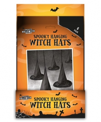 Halloween Spooky Hanging Witch Hats 8pk