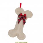 Deluxe Plush Hessian Dog Bone Shaped Stocking 40cm X 23cm