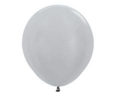 Satin Solid Silver 18" Latex Balloons 45cm 25 Pack