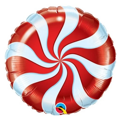 9" Round Candy Swirl Red Balloon