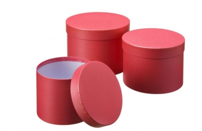 Symphony Hat Boxes Set Of 3 Red Lined