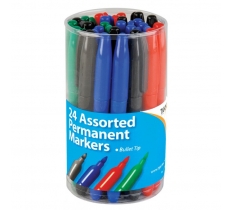 Tiger Bullet Tip 2mm Permanent Assorted Markers 24 Pack