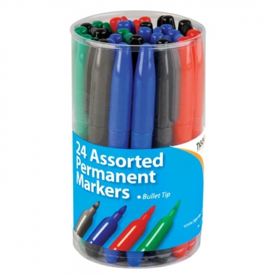 Tiger Bullet Tip 2mm Permanent Assorted Markers 24 Pack