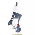 Deluxe Plush Charcoal Reindeer Christmas Stocking 40cm X 25cm