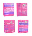 Girls Foiled Happy Birthday Large Gift Bag 30x42x12cm