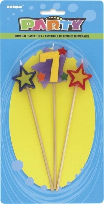 NUMBER 7 STAR CANDLES SET