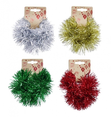 Hair Scrunchie With Tinsel Pom Pom ( Assorted Colours )