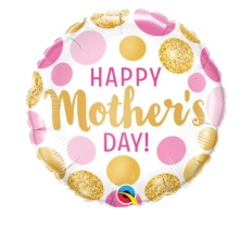 Qualatex 18" Round Mothers Day Pink & Gold Dots Balloon