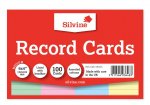 Silvine 100 Coloured Ruled Record Cards 152mm X 102mm