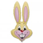 35" Yellow Bunny Rabbit Head Foil Balloon Packaged