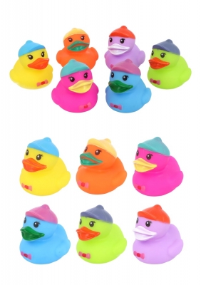 Mini Neon 5cm Rubber Ducks In Caps