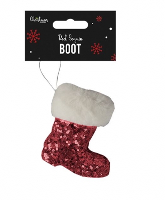 Red Sequin Boot Decoration 11cm X 10cm X 4.5cm