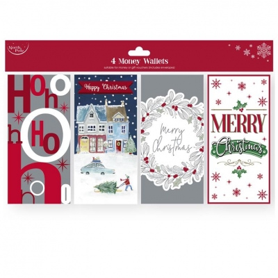 Christmas Contemp Money Wallet Polybag Pack OF 4