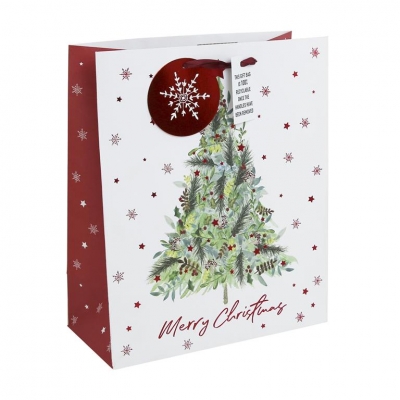 Christmas Xmas Tree White Kraft Large Bag ( 265mm x 330mm x 140m