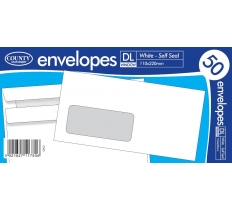 County DL White Window Self Seal Envelopes 50 Pack