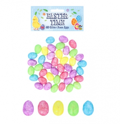 Mini Glitter Foam Easter Egg Craft Kit 40 Pack