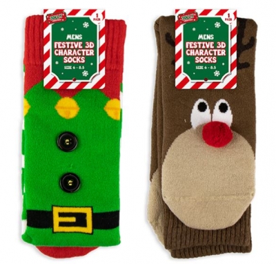 Festive 3D Character Mens Socks