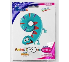 Number Animaloons 9 Gecko 40" Balloon