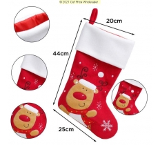 Deluxe Plush Red White Top Reindeer Stocking 40cm X 25cm