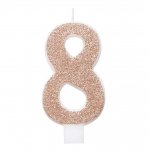 Birthday Rose Gold Glitz Glitter Number 8 Birthday Candle