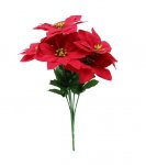 Poinsettia Bunch Flocked 7 Head 30Cm