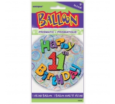 Age 11th Birthday Prism Round Foil Balloon 18"