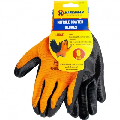 Orange 9" U3 13G Polyester Shell Blk Nitrile