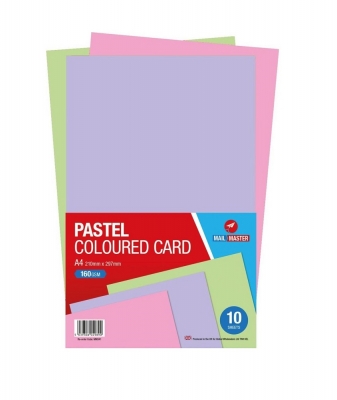 Mail Master A4 Assorted Coloured Pastel Card 10 Pack