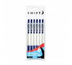 Retractable Blue Ballpoint Pens 6 Pack