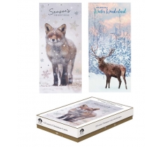 Christmas Cards 12 Slim Boxed- Deer/Fox