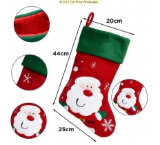 Deluxe Plush Red Green Top Cute Santa Stocking 40cm X 25cm