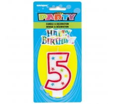 Number 5 Glitter Birthday Candle With Cake Decoration