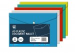 A5 Plastic Document Wallet 5pk