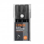 3 Pack Black Permanent Markers