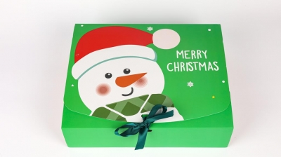 Snowman Green Gift Box Small 24 x 20 x 7cm