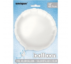 Solid Round Foil Balloon 18" White