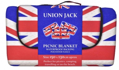 WATERPROOF FLEECE PICNIC BLANKET UNION JACK 1.5m X 1.3M