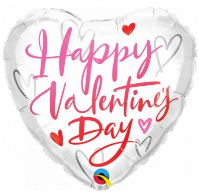 Qualatex 18" Heart Valentines Day Casual Script Balloon