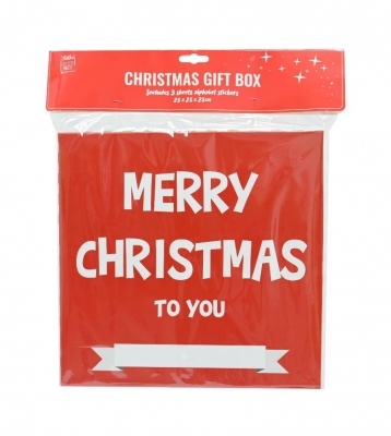 Xmas Gift Box Square 25X25Cm