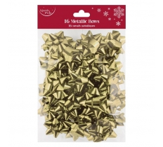 Christmas Gold Metallic Bows 16pk