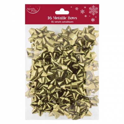 Christmas Gold Metallic Bows 16pk